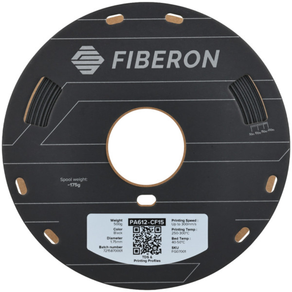 Пластик для 3D-принтера Polymaker Fiberon PA612-CF15 1,75mm 0,5kg BLACK (FG07001)