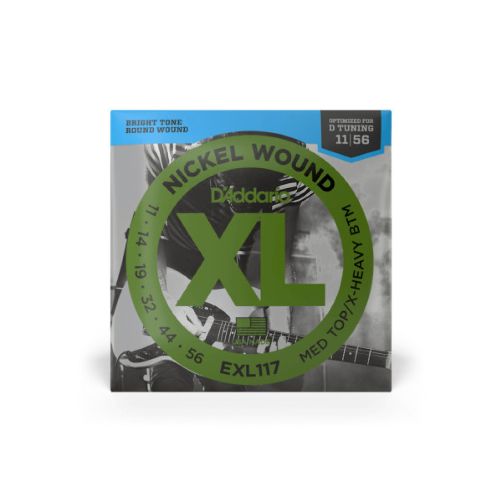 Струни для гітари D'Addario XL Nickel Wound Medium Top / Extra Heavy Bottom (11-56) (EXL117)