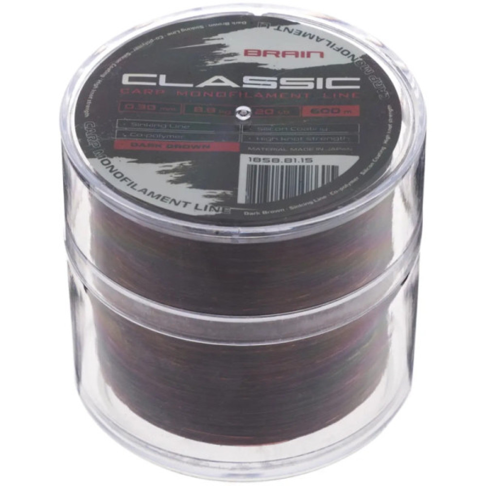 Волосінь Brain Classic Carp Line (dark brown) 600m 0.30mm 20lb 8.8kg (1858.81.15)
