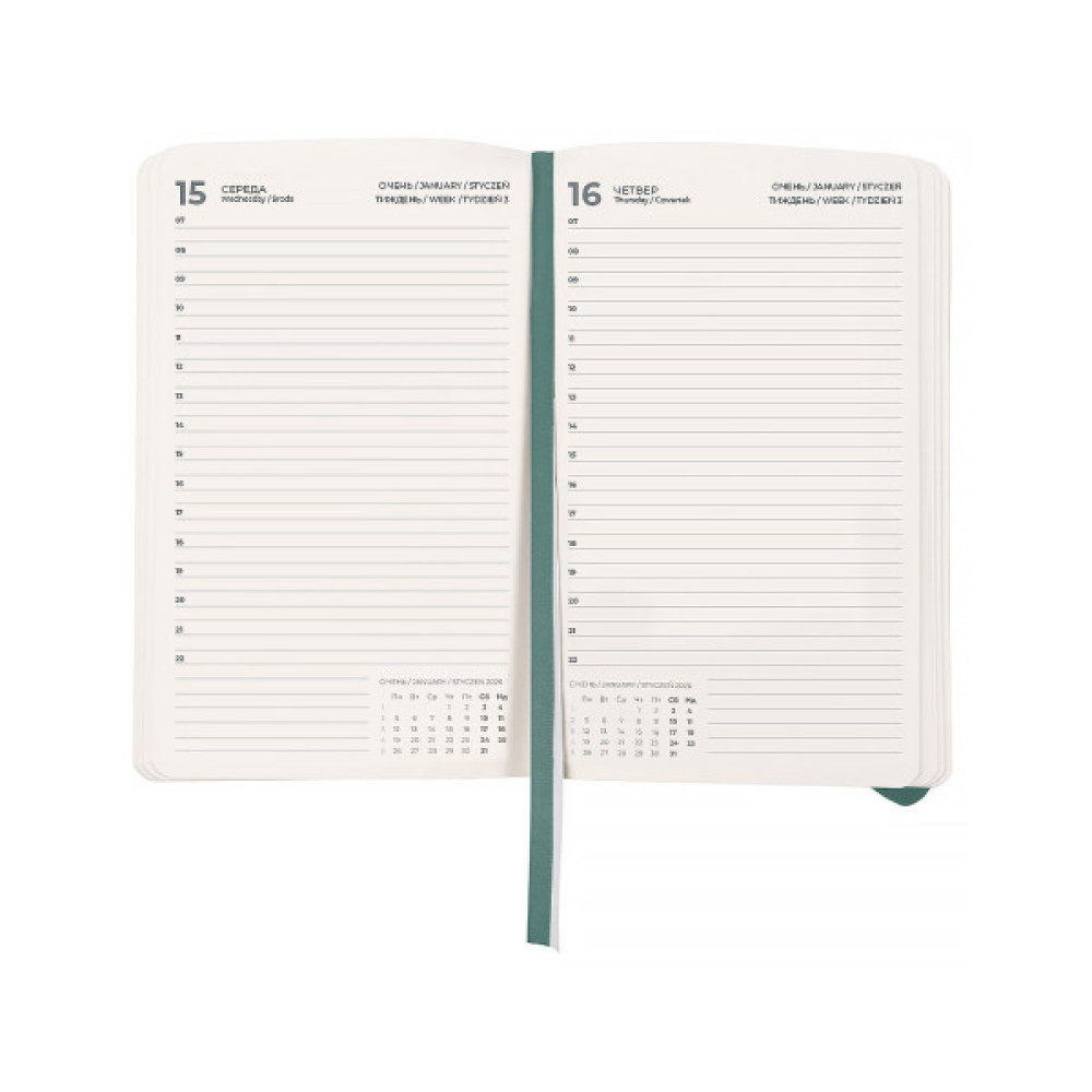 Тижневик Axent датований 2026 Partner Soft Skin, 145х210, сіро-лазурний (8810-26-48-A)