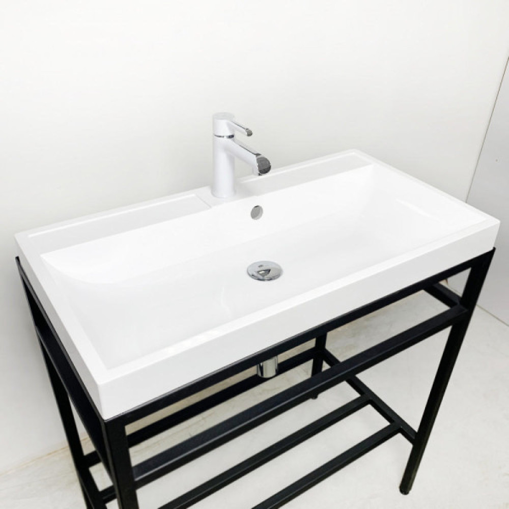 Раковина, умивальник Adamant STRENG NEW, штучний камінь, прямокут., з отвором для змішувача, з отвором для переливу, 990x410x123мм, накладний, білий