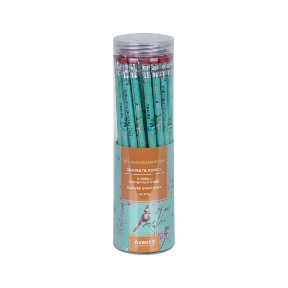 Олівець графітний Axent OS, Spring круглий, з гумкою, НВ (9009/36-26-A)