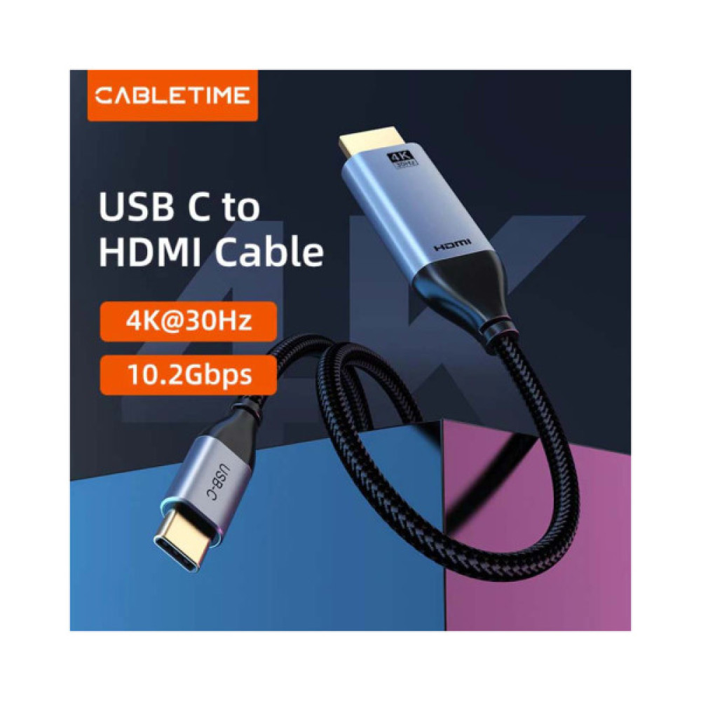 Кабель мультимедійний USB-C to HDMI M 3.0m V1.4 4K30Hz Cabletime (CA915378)