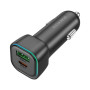 Зарядний пристрій BOROFONE 1xUSB-C PD30W + 1xUSB QC3.0 car adapter black (6941991110818)