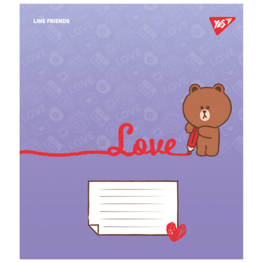 Зошит Yes Line Friends. Love letter 12 аркушів лінія (766948)