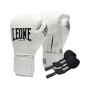 Боксерські рукавички Leone GN111 The Greatest White 16 унцій (бинти в комплекті) (GN111_White_16oz)