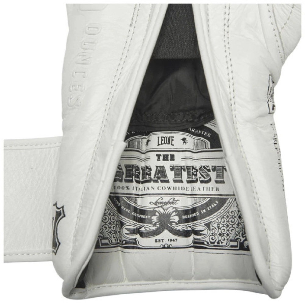 Боксерські рукавички Leone GN111 The Greatest White 16 унцій (бинти в комплекті) (GN111_White_16oz)