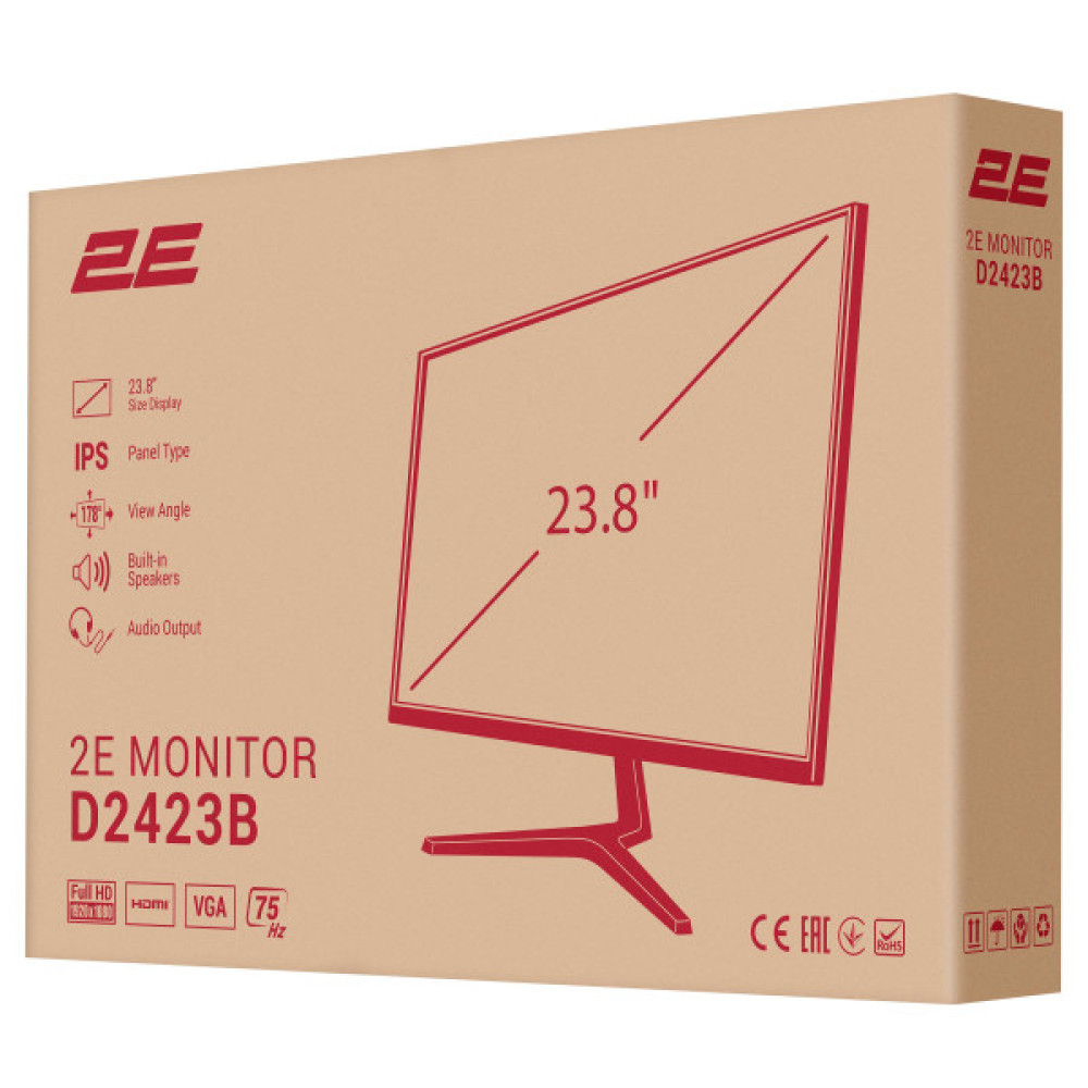 Монітор 2E 23.8" D2423B D-Sub, HDMI, MM, IPS, 75Hz, FreeSync