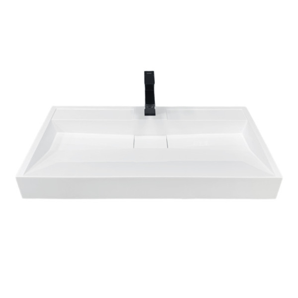 Раковина, умивальник Adamant VISION, штучний камінь, прямокут., з отвором для змішувача, без переливу, 900х455х110мм, накладний, білий