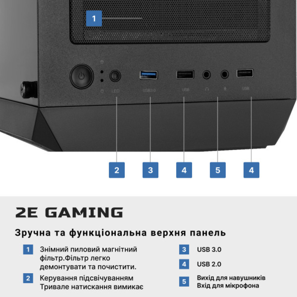 Комп’ютер персональний 2E Complex Gaming AMD R5-5600, 16Gb, F1TB, NVD3060-8, B550, G338, 600W, FreeDos
