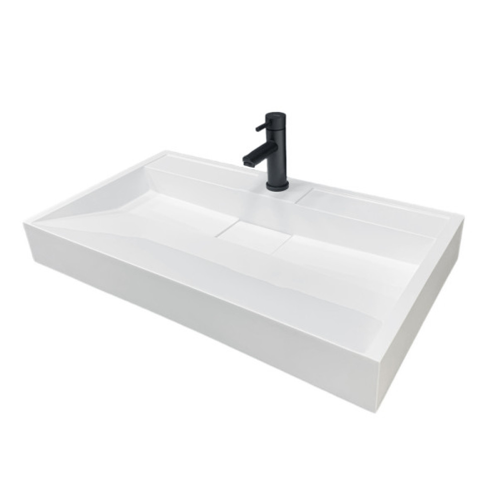 Раковина, умивальник Adamant VISION, штучний камінь, прямокут., з отвором для змішувача, без переливу, 800х455х110мм, накладний, білий