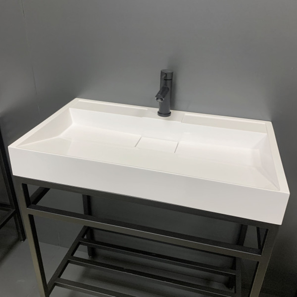 Раковина, умивальник Adamant VISION, штучний камінь, прямокут., з отвором для змішувача, без переливу, 800х455х110мм, накладний, білий