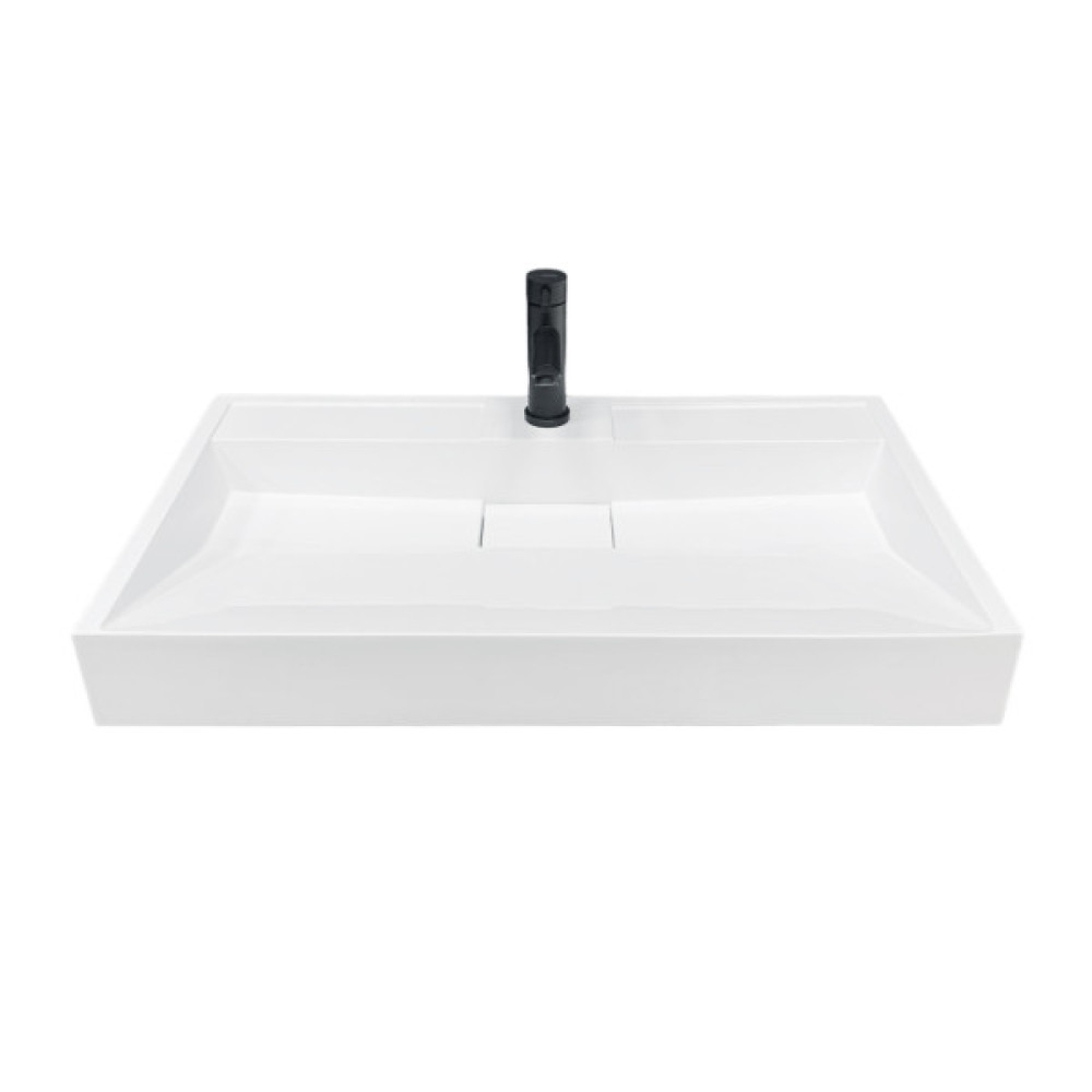 Раковина, умивальник Adamant VISION, штучний камінь, прямокут., з отвором для змішувача, без переливу, 800х455х110мм, накладний, білий