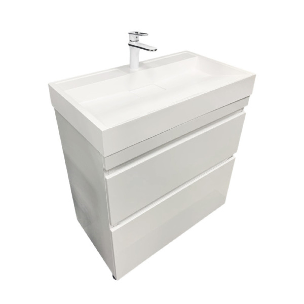 Раковина, умивальник Adamant VISION, штучний камінь, прямокут., з отвором для змішувача, без переливу, 800х455х110мм, накладний, білий