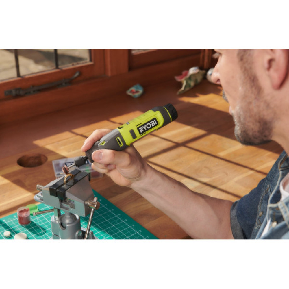 Шліфмашина шліфувально-гравірувальна акумуляторна Ryobi USB Lithium RRT4-120GA15 4В 1х2А·год 15 аксесуарів 0.23кг