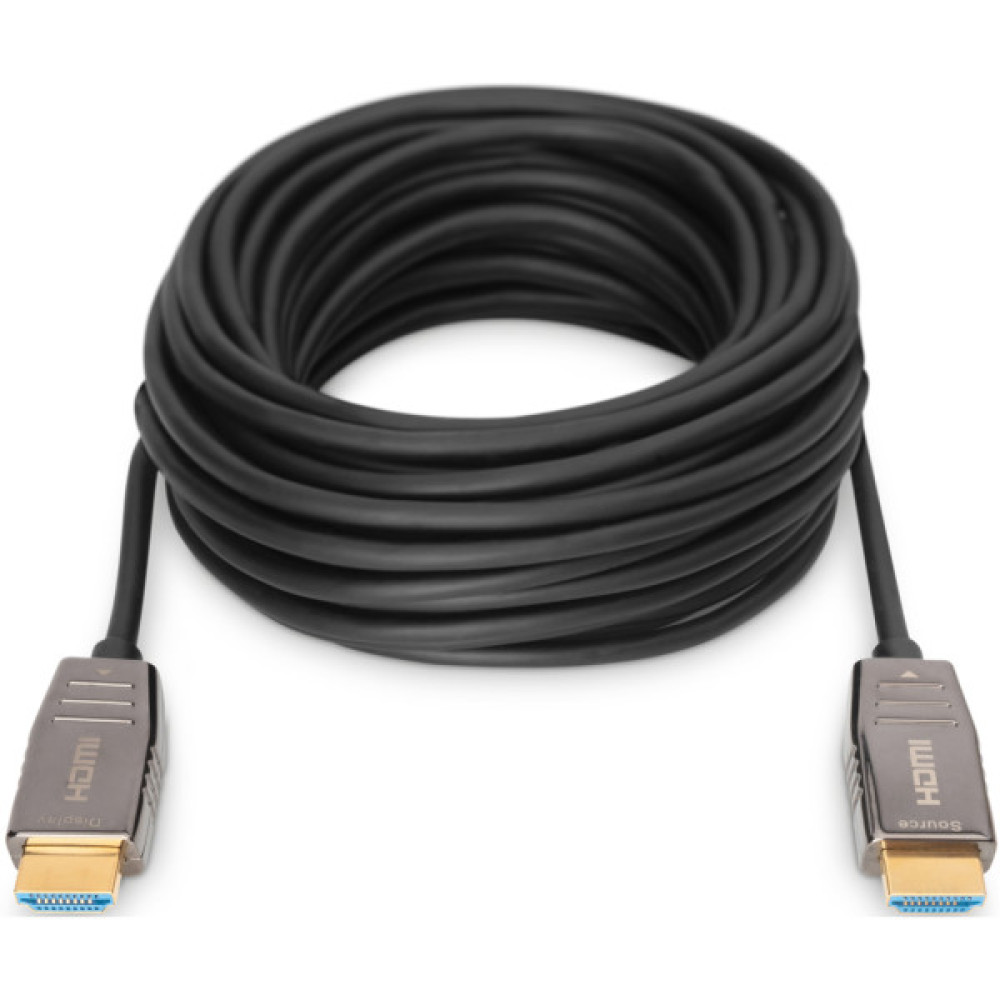 Кабель мультимедійний HDMI M to HDMI M 20m 8K AOC hybrid-fiber black Digitus (AK-330126-200-S)