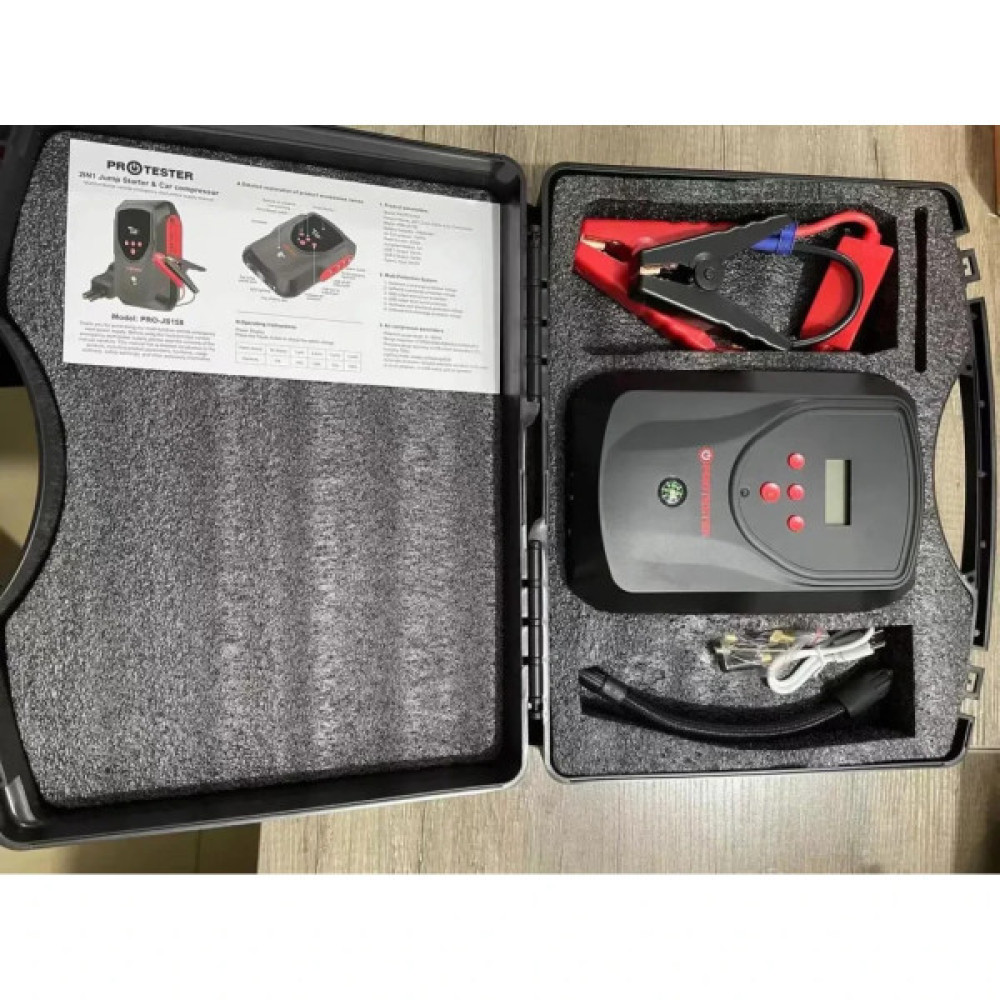 Пуско зарядний пристрій Protester Jump Starter, з компресором 2-в-1, 12V, 2000А (PRO-JS158)