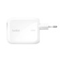 Зарядний пристрій Belkin 2xUSB-C 67W GaN PD3.2 PPS + built-in cable USB-C 1.0m white (WCH022KQWH)