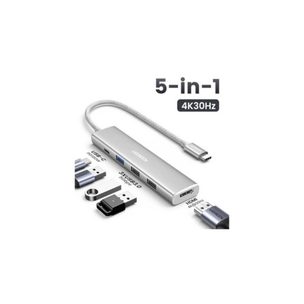 Порт-реплікатор UGREEN Dock CM478 5in1 USB3.0 Type-C --> HDMI/3xUSB3.0/Type-C/PD 100W (35580)