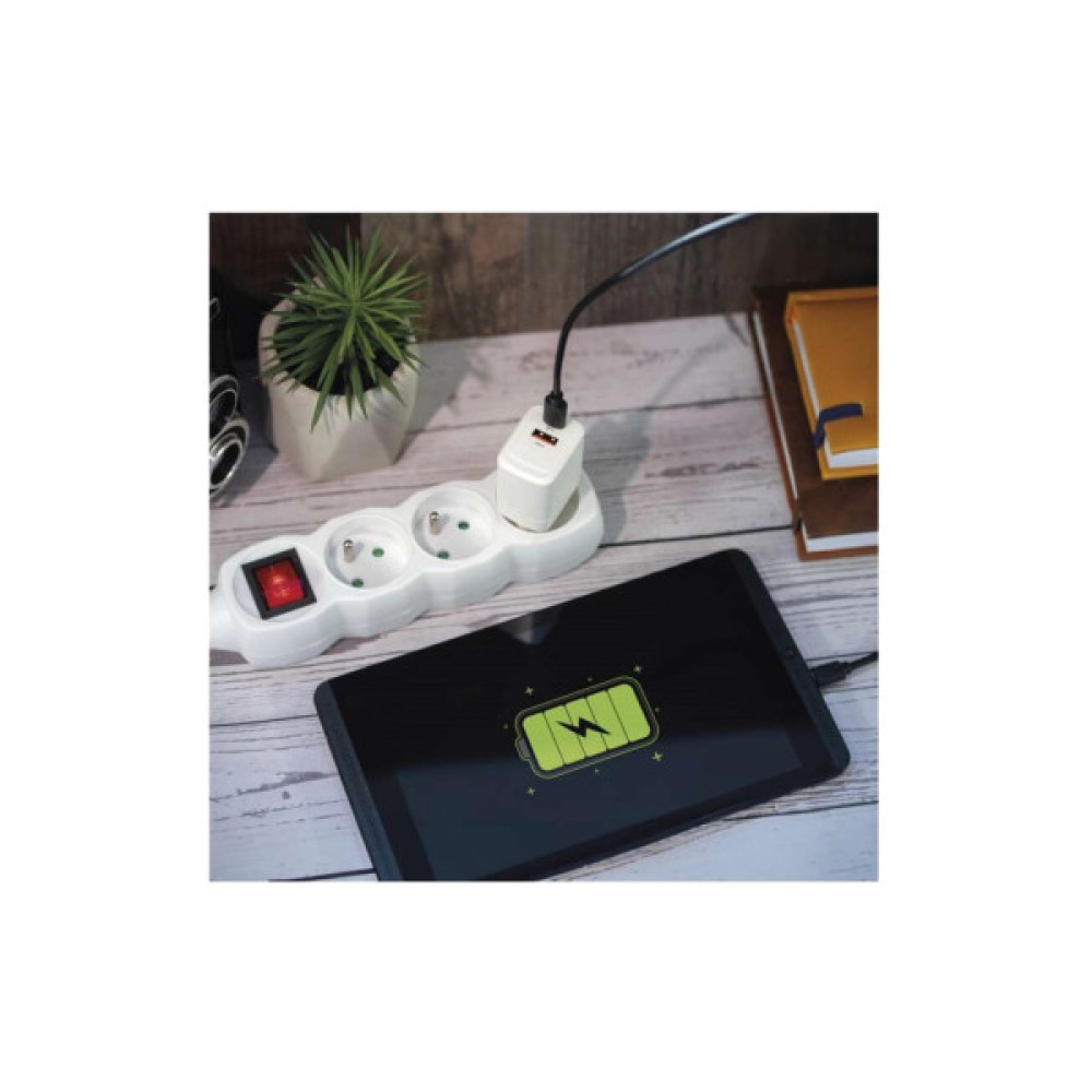 Зарядний пристрій EMOS V02G20 1xUSB-A + 1xUSB-C PD20W GaN (V02G20)