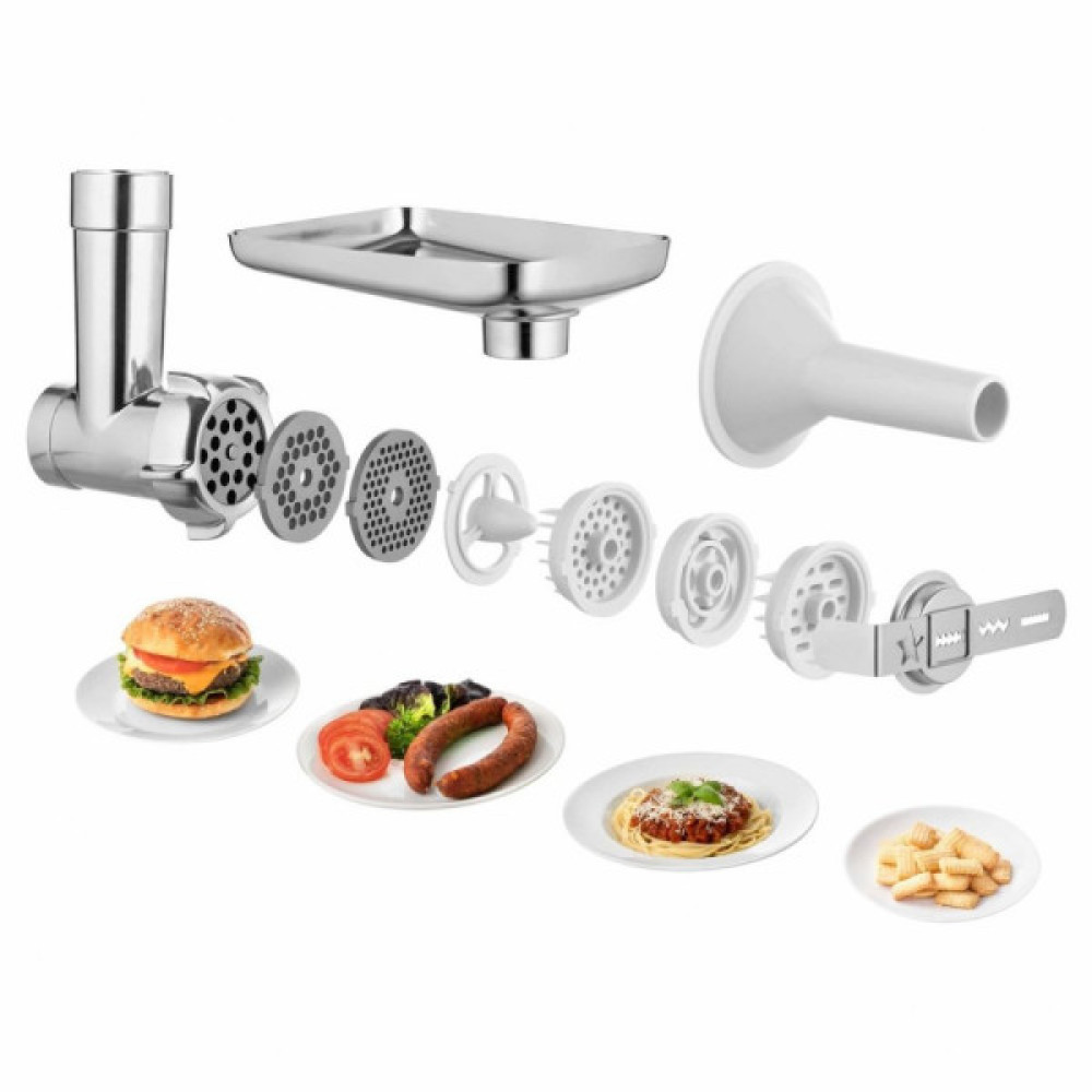 Кухонна машина Sencor 1200Вт, чаша-метал, корпус-пластик, насадок-19, коричнево-білий