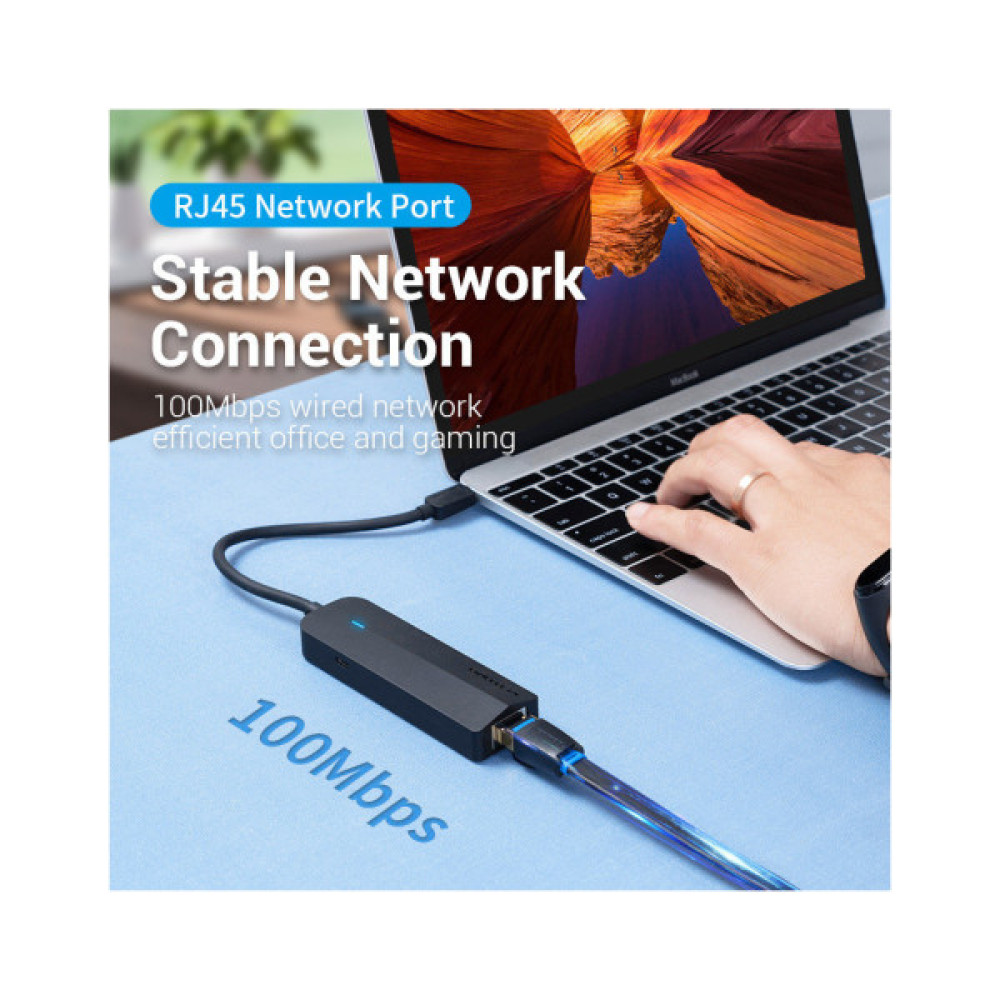Концентратор VENTION USB 3.1 Type-C to 3xUSB 2.0+MicroUSB+RJ45 100M Ethernet black (TGOBB)