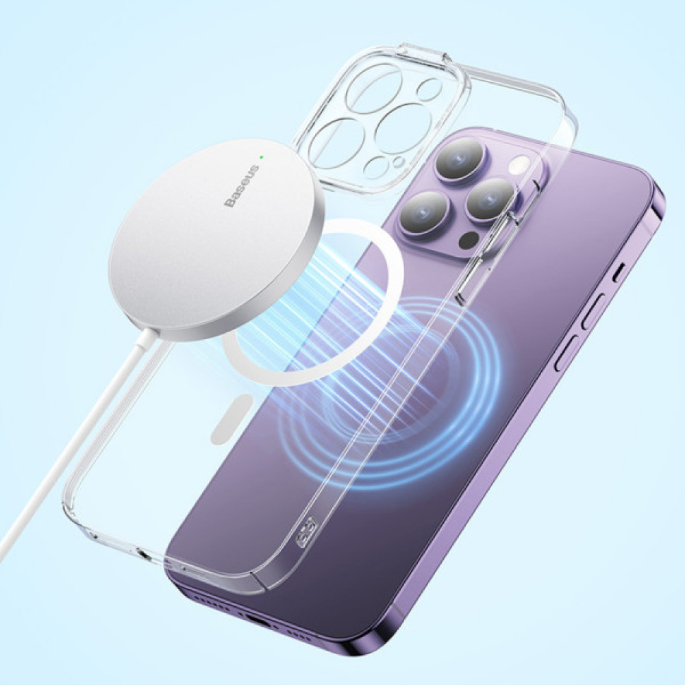 Зарядний пристрій Baseus Simple Mini3 Magnetic Wireless Charger 15W Silver (CCJJ040012)