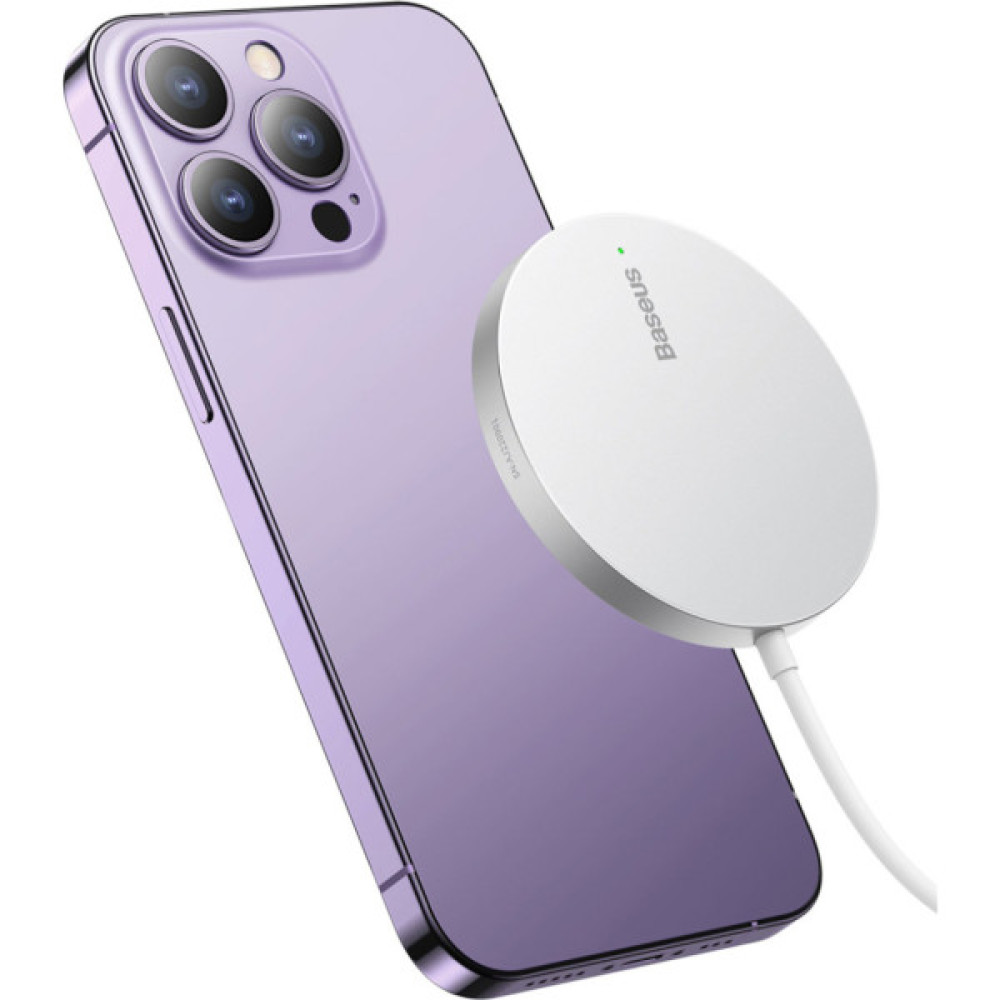 Зарядний пристрій Baseus Simple Mini3 Magnetic Wireless Charger 15W Silver (CCJJ040012)