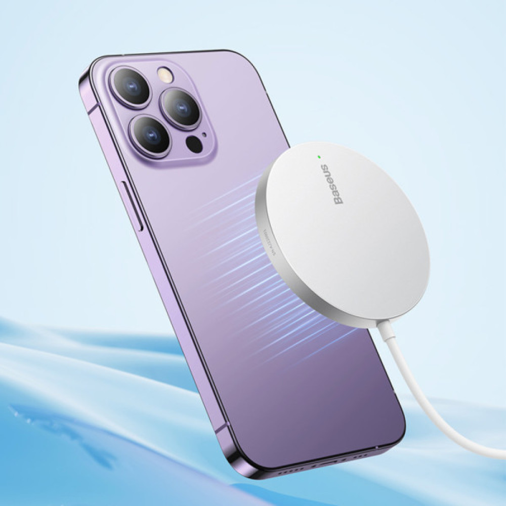 Зарядний пристрій Baseus Simple Mini3 Magnetic Wireless Charger 15W Silver (CCJJ040012)