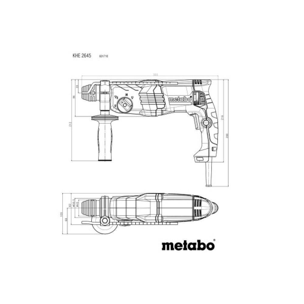 Перфоратор Metabo KHE 2645 SDS-plus 850Вт 2.9Дж 2.9кг