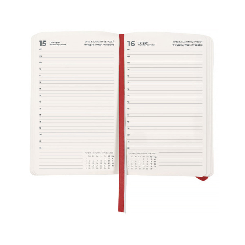 Тижневик Axent датований 2026 Partner Soft Skin, 145х210, червоний (8810-26-06-A)