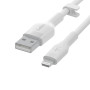 Кабель USB-A > Lightning заряджання/синхронізації Belkin 1м, силіконовий з кліпсою, білий