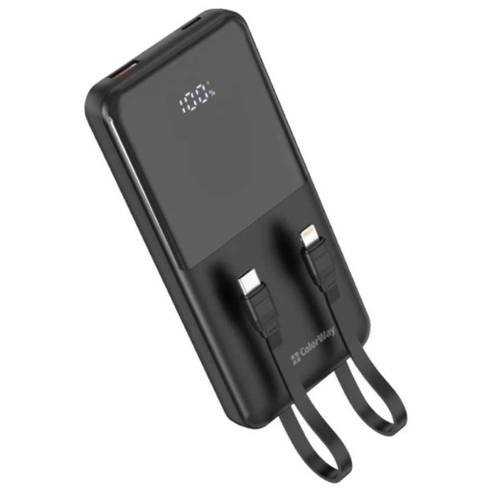 Батарея універсальна ColorWay 10 000 mAh DigiPower PD/22.5W, QC/4.0, Black (CW-PB100LP01BK)