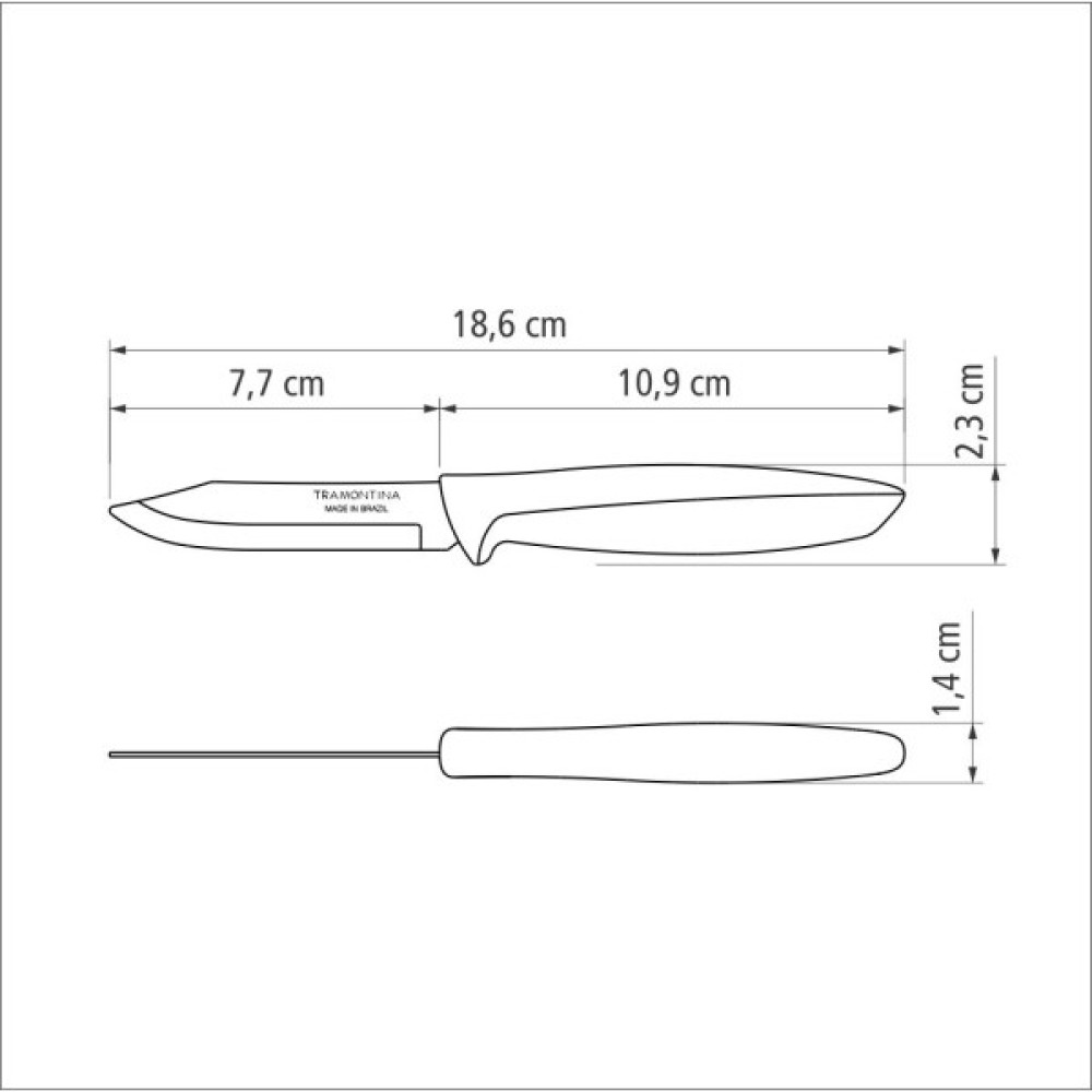 Кухонний ніж Tramontina Plenus Light Grey Vegetable 76 мм (23420/133)