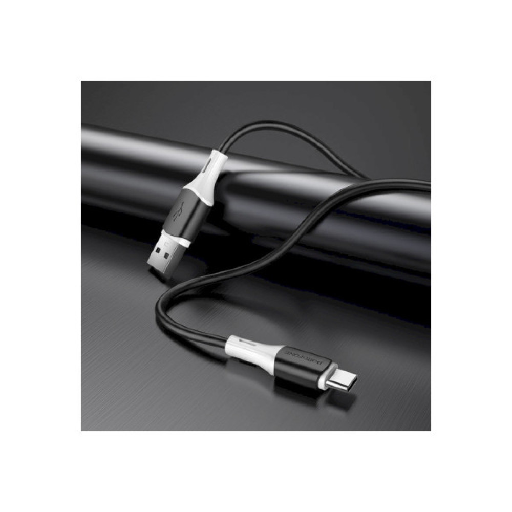 Дата кабель USB 2.0 AM to USB-C 1.0m 3A silicone BX79 black BOROFONE (6974443384789)