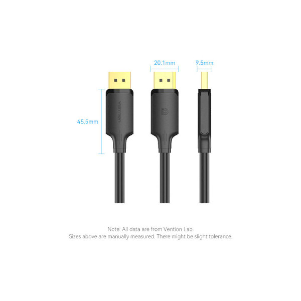 Кабель мультимедійний DisplayPort M to DisplayPort M 1.5m V1.2 4K 60Hz 3D Dolby 7.1 Vention (HAKBG)