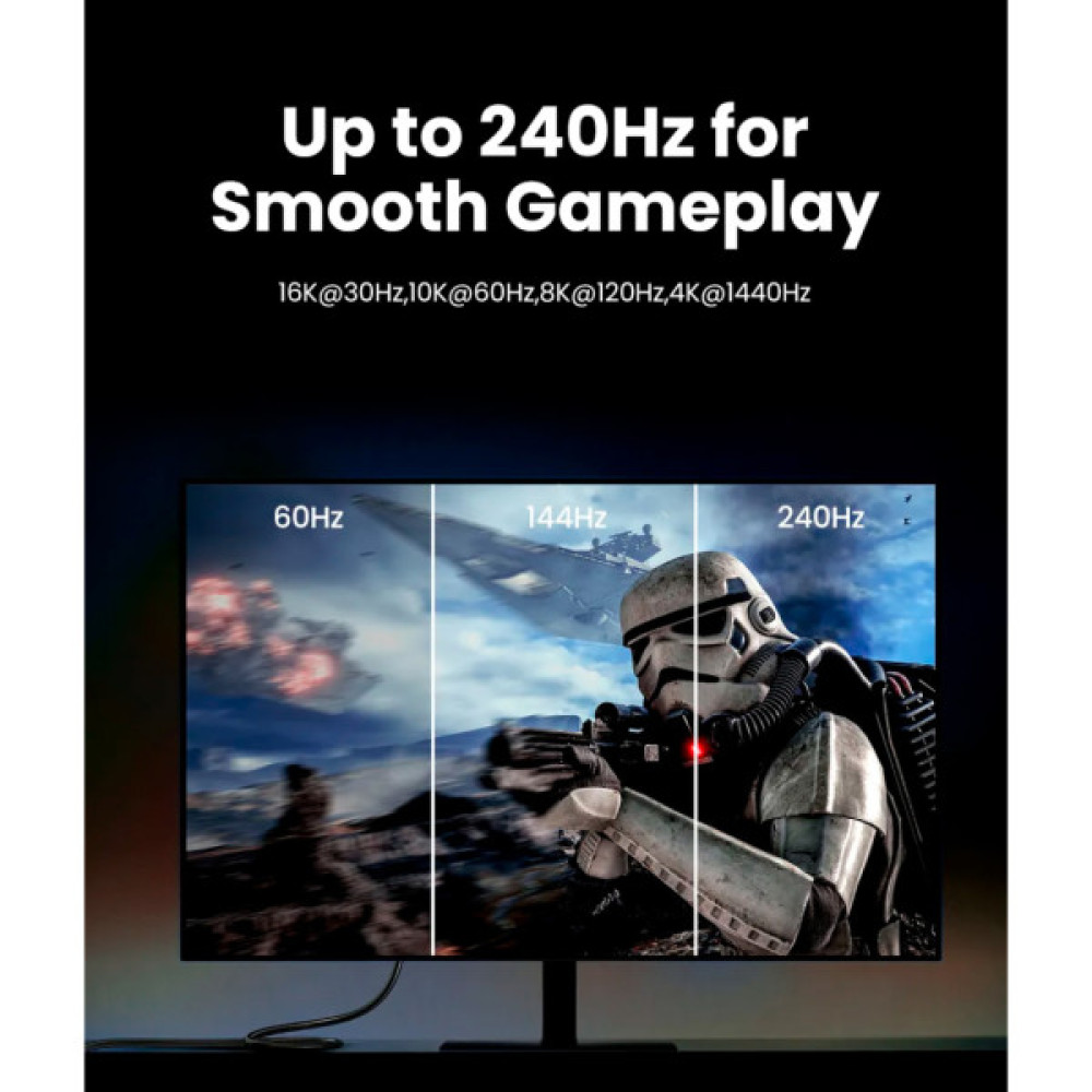 Кабель мультимедійний DisplayPort M to DisplayPort M 3.0m 16K DP118 black Ugreen (25862)