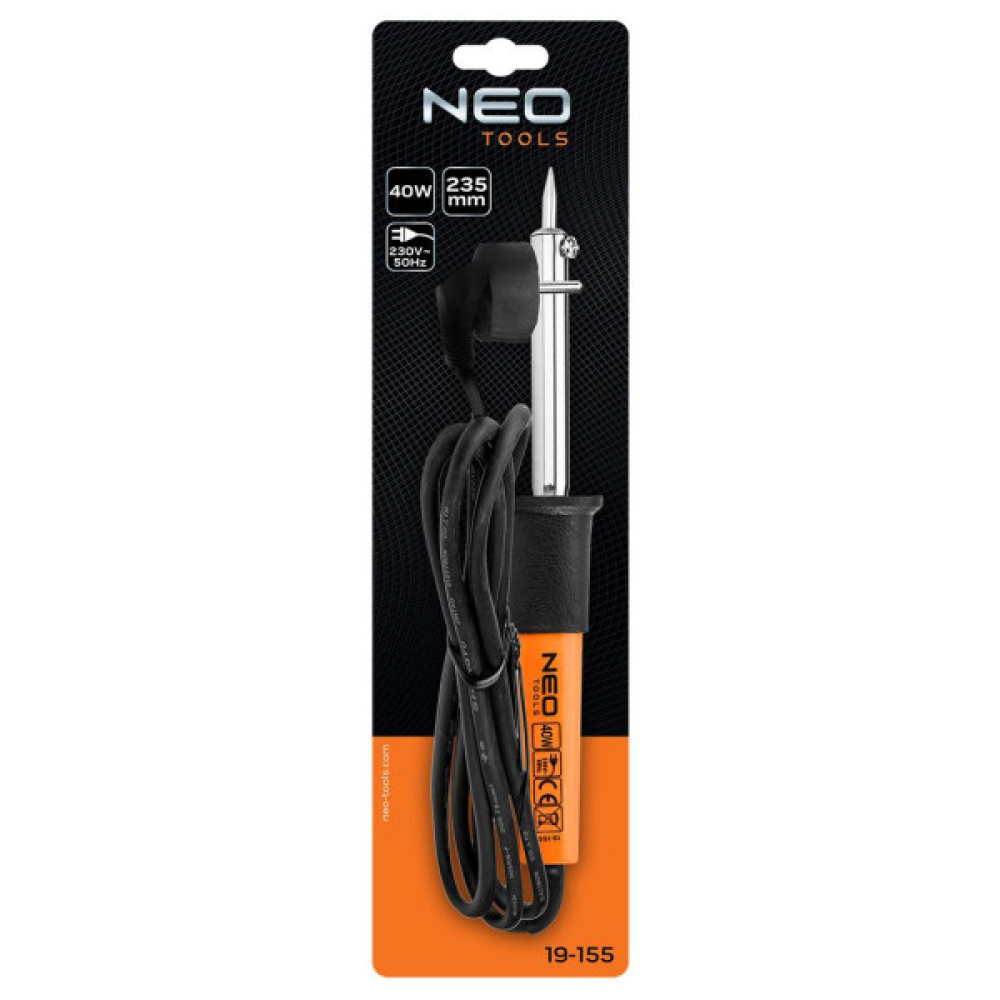 Паяльник електричний Neo Tools  40Вт 450°C нікельована мідь