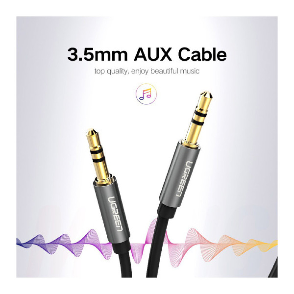 Кабель мультимедійний 3.5mm M to 3.5mm M 3.0m AV119 black Ugreen (10736)