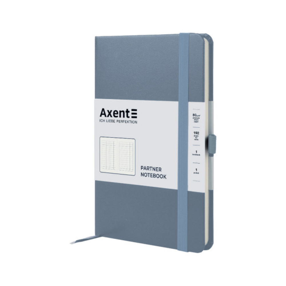 Книга записна Axent Partner 125x195 мм 96 аркушів, клітинка сіра (8201-62-A)