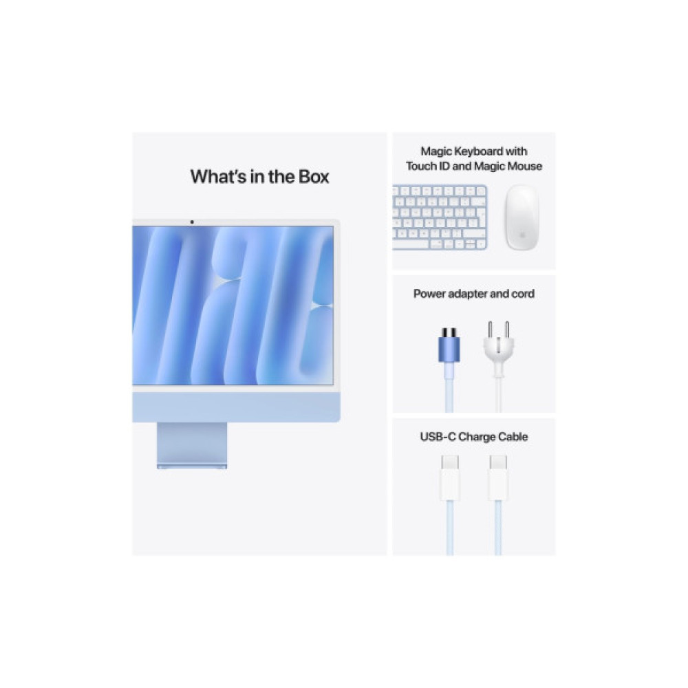 Комп'ютер Apple 24" iMac Retina 4.5K / Apple M4 (10-c/CPU, 10-c/GPU), 16, 512, Blue (MWV33UA/A)