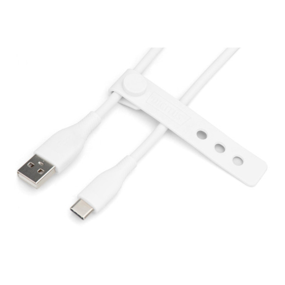 Дата кабель USB 2.0 AM to USB-C 2.0m 60W white Digitus (AK-300340-020-W)