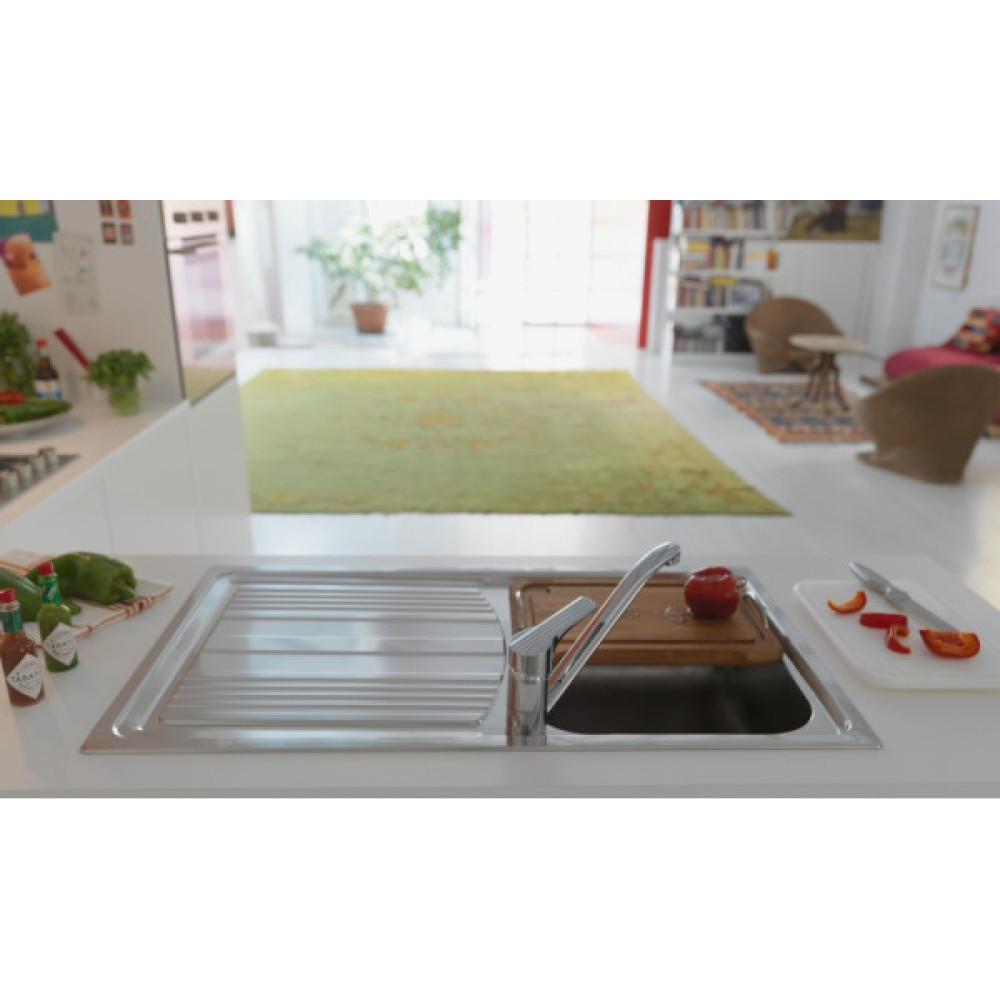 Кухонна мийка Franke Logica Line LLX 611-79/101.0381.810/нержав.сталь Декор/прямокут.,крило зліва/790х500х195/врізна