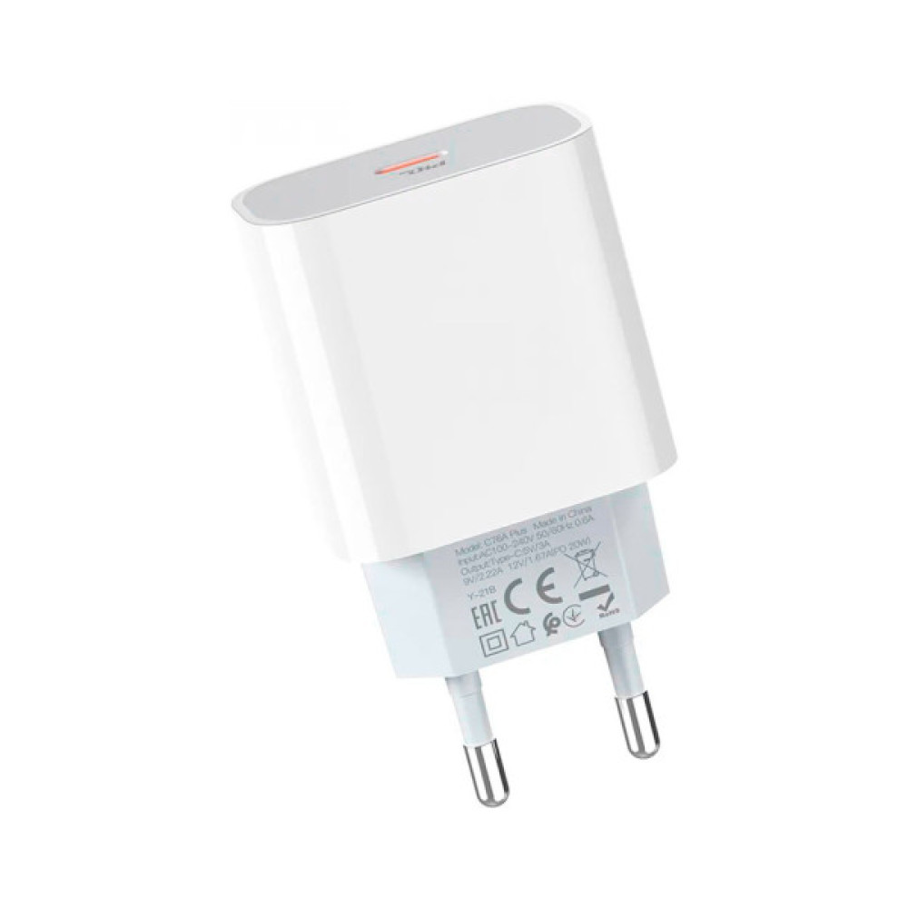 Зарядний пристрій HOCO C76A Plus Speed Source USB-C PD20W White (6931474746917)