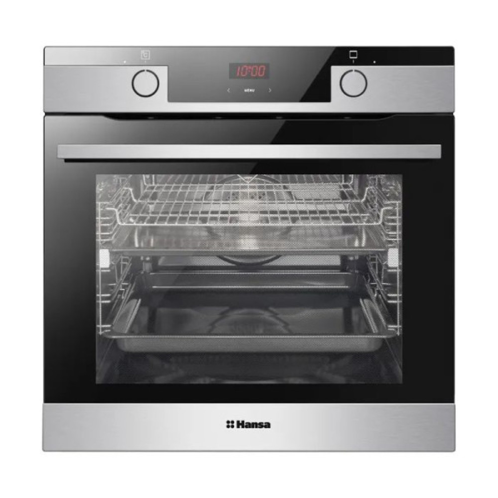 Духова шафа Hansa електрична, 65л, A, дисплей, конвекція, телескопічні направляючі, 3 скла, нержавіюча сталь