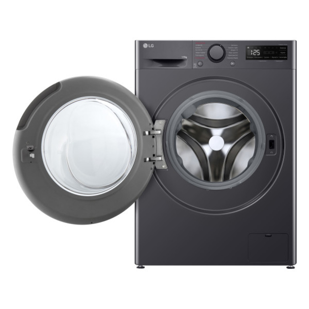 Прально-сушильна машина LG фронтальна, 9(5)кг, 1200, A, пара, 48см, дисплей, пара, інвертор, чорний