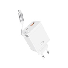 Зарядний пристрій XO 1xUSB-C + 1xUSB QC30W GaN + cable USB-C to USB-C white (XO-CE31)