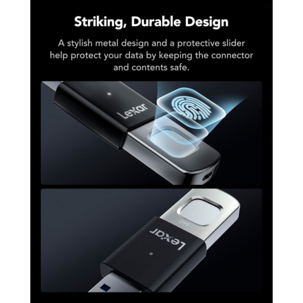 USB флеш накопичувач Lexar 64GB JumpDrive Fingerprint F35 Pro USB 3.2 (LJDF35P064G-RNBNG)