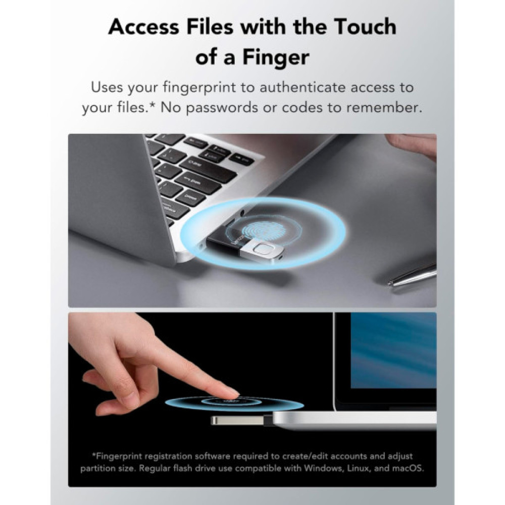 USB флеш накопичувач Lexar 64GB JumpDrive Fingerprint F35 Pro USB 3.2 (LJDF35P064G-RNBNG)