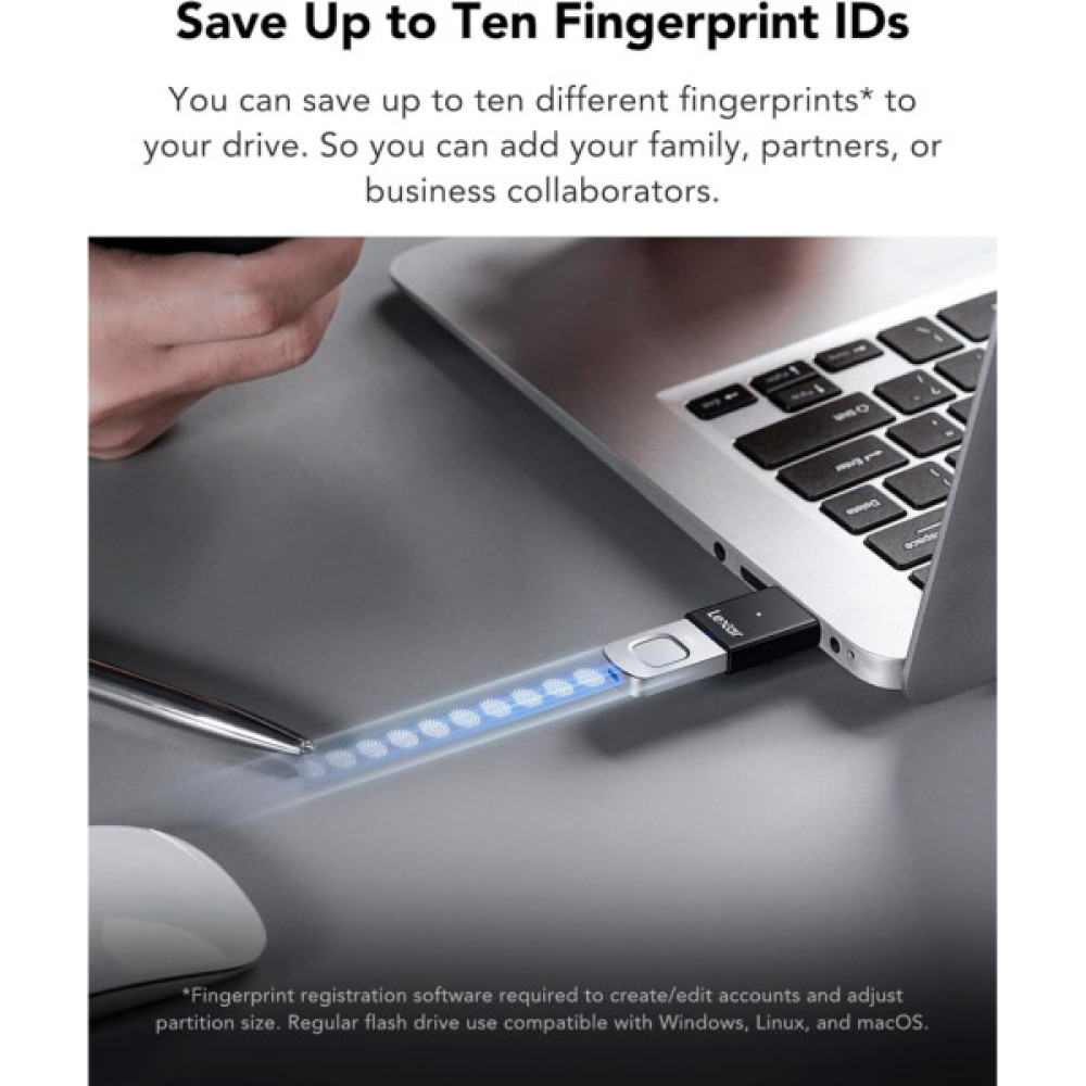 USB флеш накопичувач Lexar 64GB JumpDrive Fingerprint F35 Pro USB 3.2 (LJDF35P064G-RNBNG)